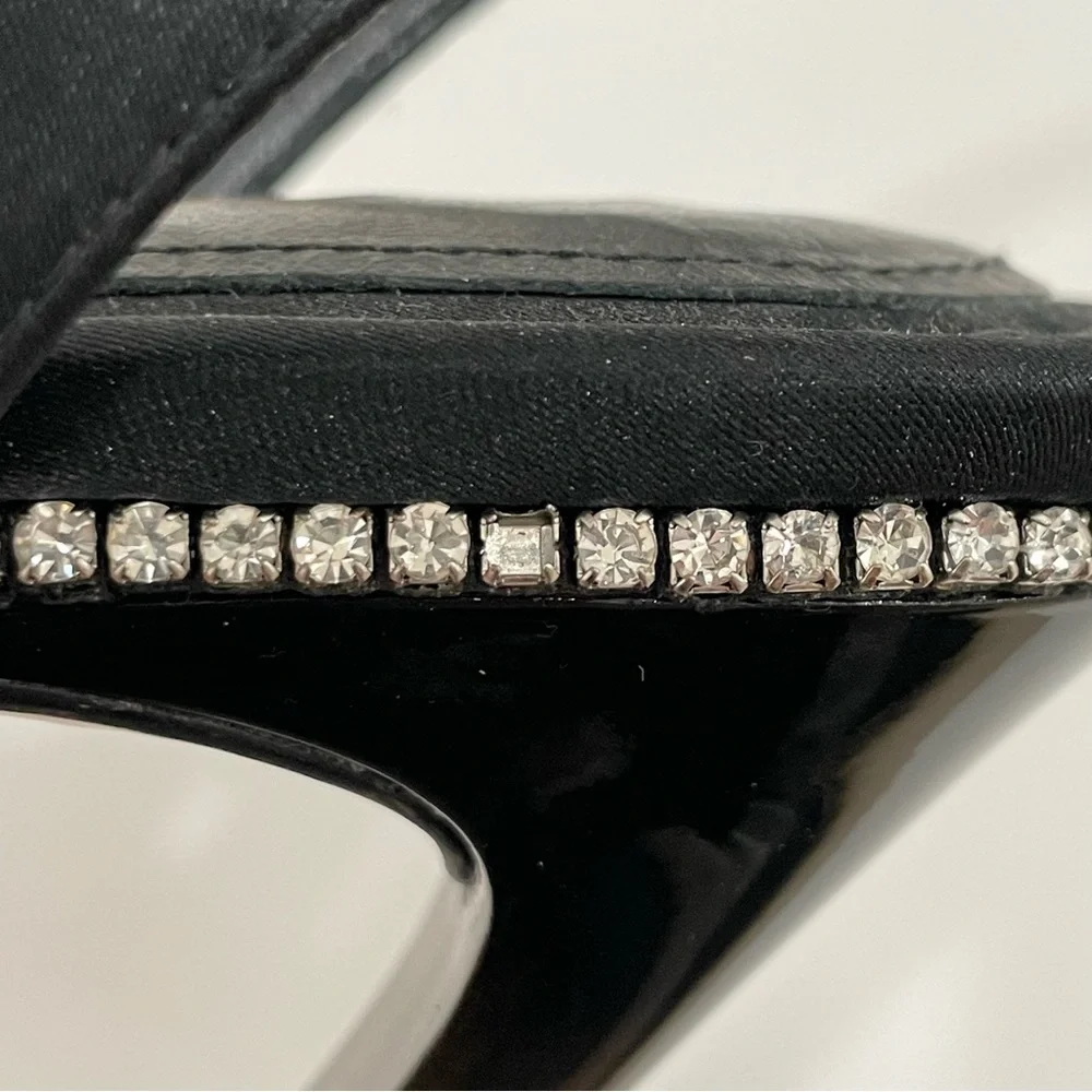 Good American Women's 7 Crystal Crush Lucite Satin Rhinestone Stilletto Heels